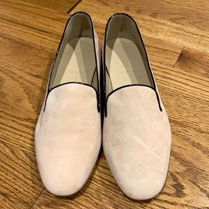 J. Crew loafers cream suede with black patent trim